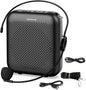 NORWII Mini Voice Amplifier S358 Portable 4000mAh Rechargeable with Wired Microphone Headset & Waistband, Personal Microphone and Speaker for Teachers Tour Guides ect. (Black)