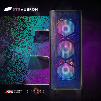 STGAubron Gaming PC Computer Desktop, GeForce RTX 2060 Super, Intel Core i7 8th up to 4.1GHz, 16G DDR4, 1T SSD, 600M WiFi, BT 5.0, RGB Fan x6, Windows 11 Home