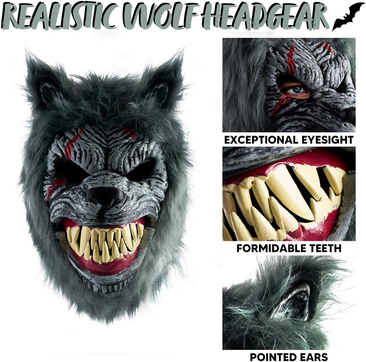 Spooktacular Creations Halloween Werewolf Mask with Movable Jaw Werewolf Costume Accessories Scary Mask for Kids Adult