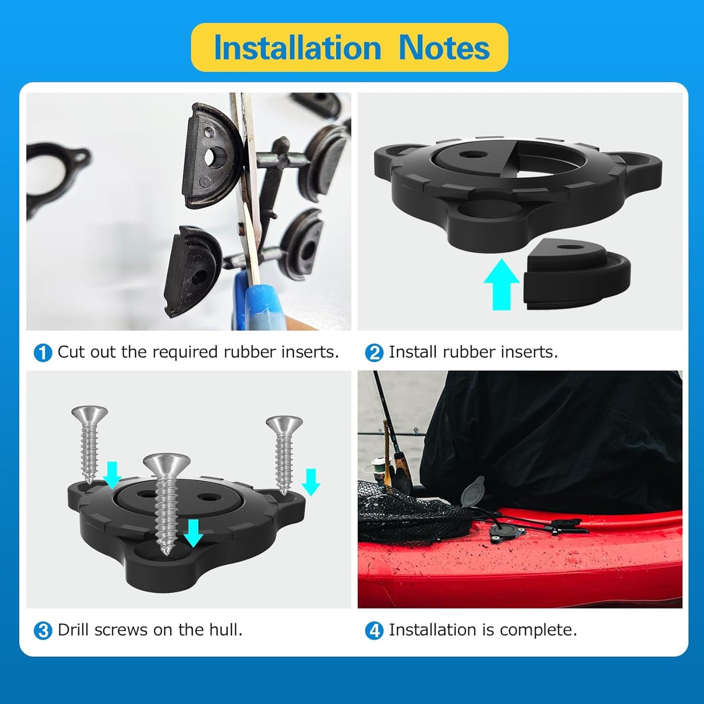 EDSRDPLT 1003 Through Hull Wiring Kit for Installs of Fish Finders, Motors, Lighting Kits Kayak Wiring Accessories Hull Wiring Kit for Running Wiring Through The Hull of Kayak or Boat