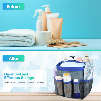 Attmu Mesh Shower Caddy Portable for College Dorm Room Essentials with 8 Pockets, Hanging Shower Caddy Basket Tote Bag Toiletry Accessories for Bathroom
