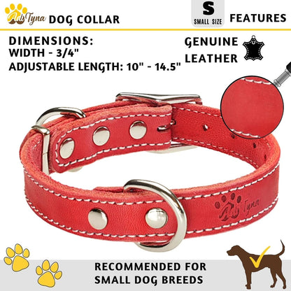 ADITYNA Heavy-Duty Leather Dog Collar for Medium Dogs - Soft and Strong, 100% Genuine Leather - Collier Pour Chien (Medium: Fit 13" - 20" Neck, Brown)