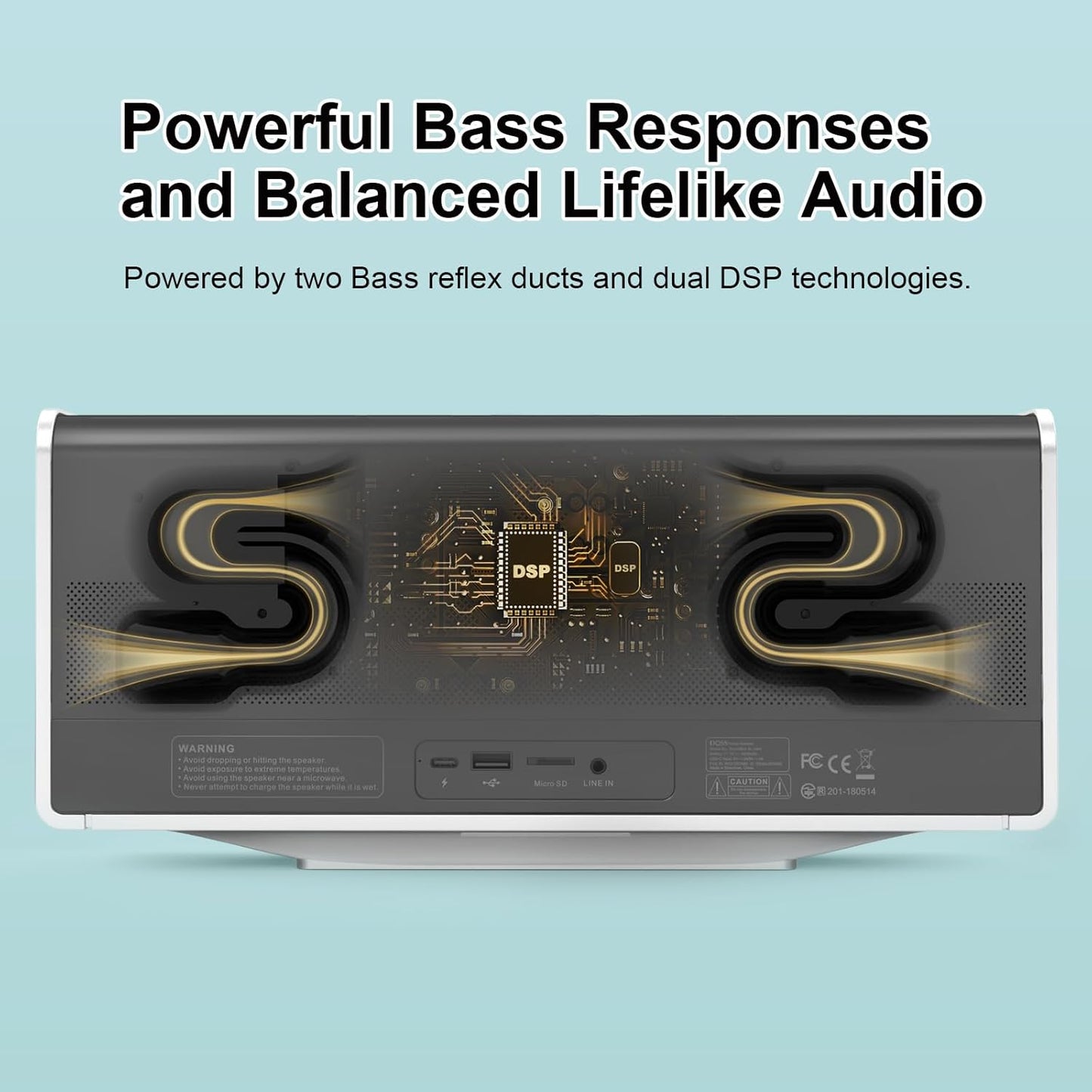 DOSS SoundBox Ultra Bluetooth Speaker with 2.1 Sound Channel Audio, 80W Superior Sound with Deep Bass, Two DSP Technologies, 18H Playtime, BT 5.3, Wireless for Home, Office, Bedroom-Gold