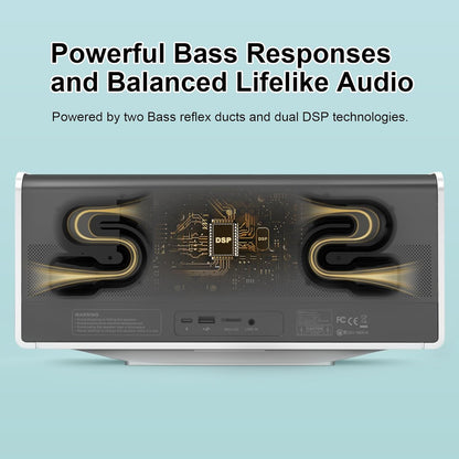DOSS SoundBox Ultra Bluetooth Speaker with 2.1 Sound Channel Audio, 80W Superior Sound with Deep Bass, Two DSP Technologies, 18H Playtime, BT 5.3, Wireless for Home, Office, Bedroom-Gold