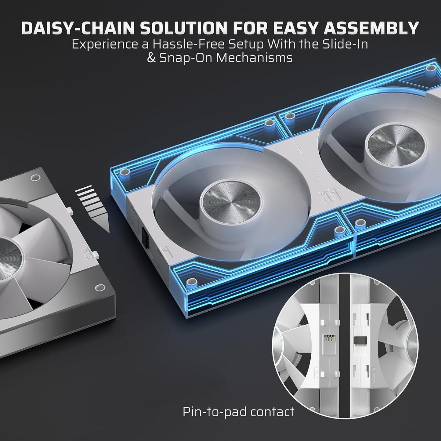 LTC CF-123D 120mm PC Case Fan, Daisy-Chain Connection, Infinity Mirror ARGB Lighting, Reversible Airflow 2000RPM Max, HDB Bearing PWM Computer Case Cooling Fan, Motherboard SYNC, 3 Pack, Black