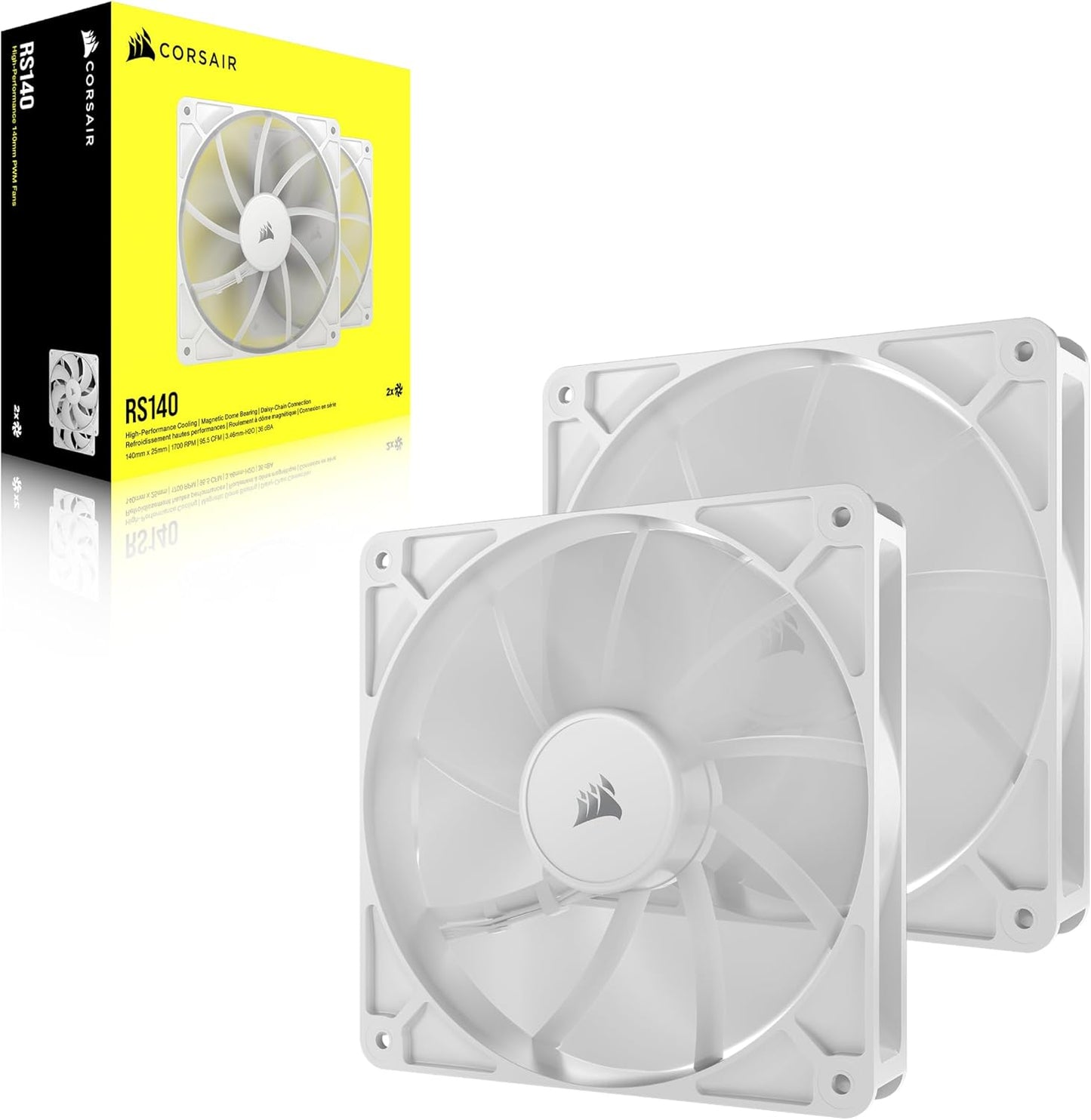 CORSAIR RS120 ARGB 120mm PWM Fan – Daisy-Chain Connection – Low-Noise – Magnetic Dome Bearing – Single Pack – White