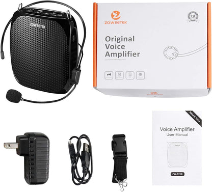 ZOWEETEK Voice Amplifier with Microphone Headset,1800mAh Rechargeable Portable Amplifier for Teachers, Tour Guide,Yoga,Fitness, Training, Meeting,Classroom