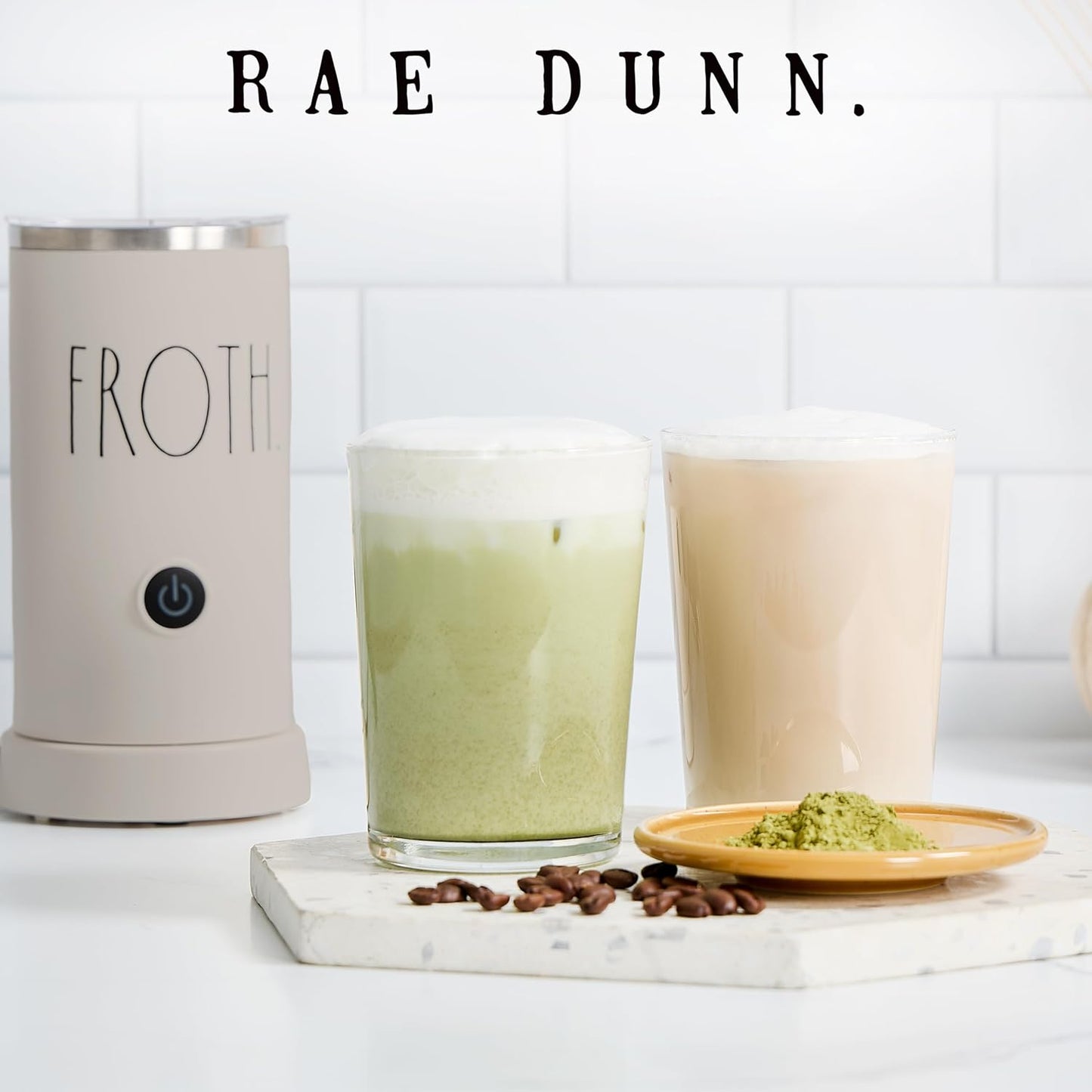 Rae Dunn - Electric Milk Frother - Elegant Automatic Milk Steamer and Frother, Milk Warmer, Hot and Cold Frothing Machine for Coffee, Latte, Cappuccino, Macchiato,