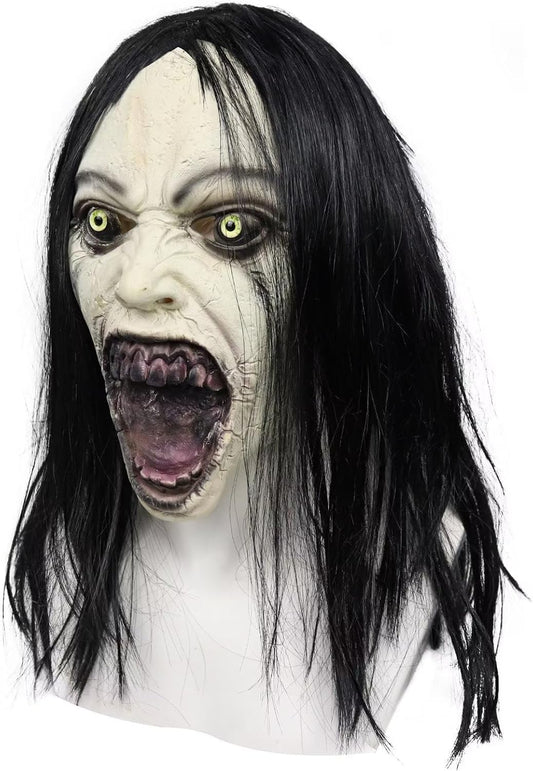 Creepy Crying Woman Mask Scary Zombie Female Ghost Mask Devil Full Head Mask Halloween Cosplay Props