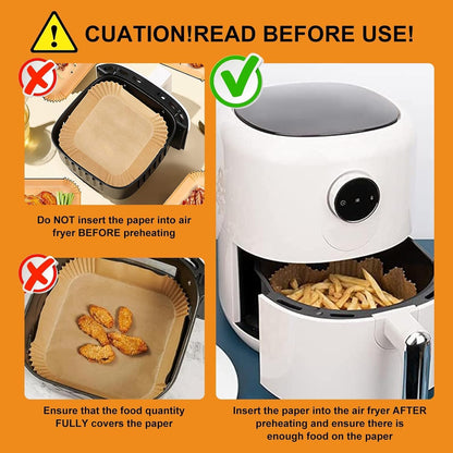 Air Fryer Liners,100Pcs 8.6" Square Air Fryer Parchment Paper Liners for 3 to 8 QT Baskets, Non-Stick & Oil Proof and Food Grade Baking Alternative to Foil for Easy Cleanup