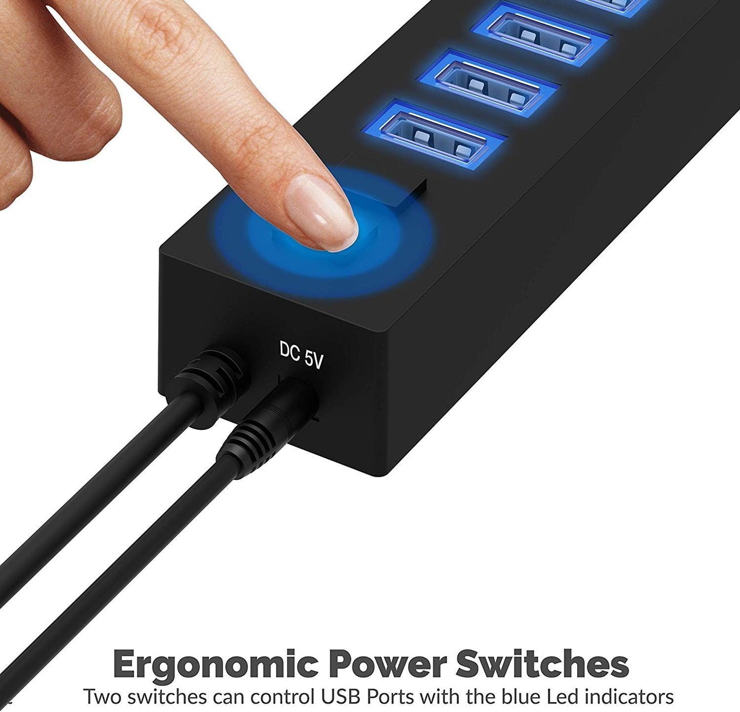 SABRENT USB hub, USB Adapter 2.0, 4 Port USB Extension with ON/Off switches, Multiple USB Splitter for SSD, PS4 PS5, PlayStation 5, Laptop, PC, Printer, MacBook, USB Stick, Notebook (HB-UMLS)
