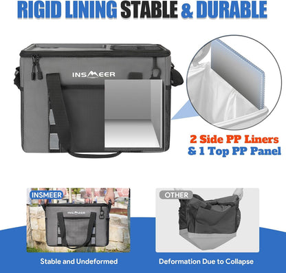 INSMEER Hard Top Soft Cooler with 2 Cup Holders, Large Foldable Cooler Bag - 40L/70 Cans, 100% Leakproof/Insulated/Portable Glaciere with Shoulder Strap for Travel, Beach, Camping, BBQ, Events