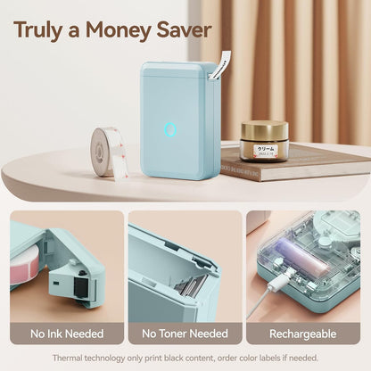 NIIMBOT D110 Mini Label Maker Machine with Tape(Pre-Cut Size 12x40mm), Portable Bluetooth Sticker Printer, Inkless Automatic Feeding One-Touch Custom Printing, Compatible with Phone Only