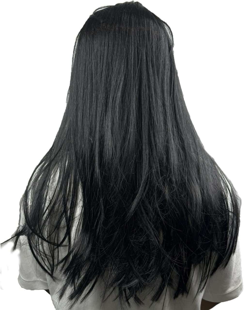 Scary Momo Mask with Long Black Wig - Latex Halloween Costume for Adults - Creepy Face Mask for Parties & Haunted Houses