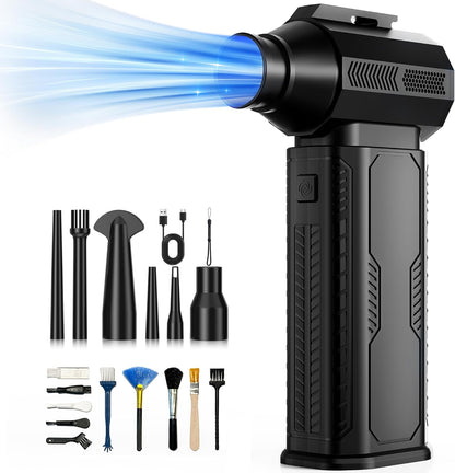 Compressed Air Duster – 130,000RPM Cordless Electric Air Blower with Rechargeable Battery, 4-Gear Adjustable Speeds, Mini Portable Air Blower for Keyboard, Computer, Car, Home, and Outdoor Cleaning