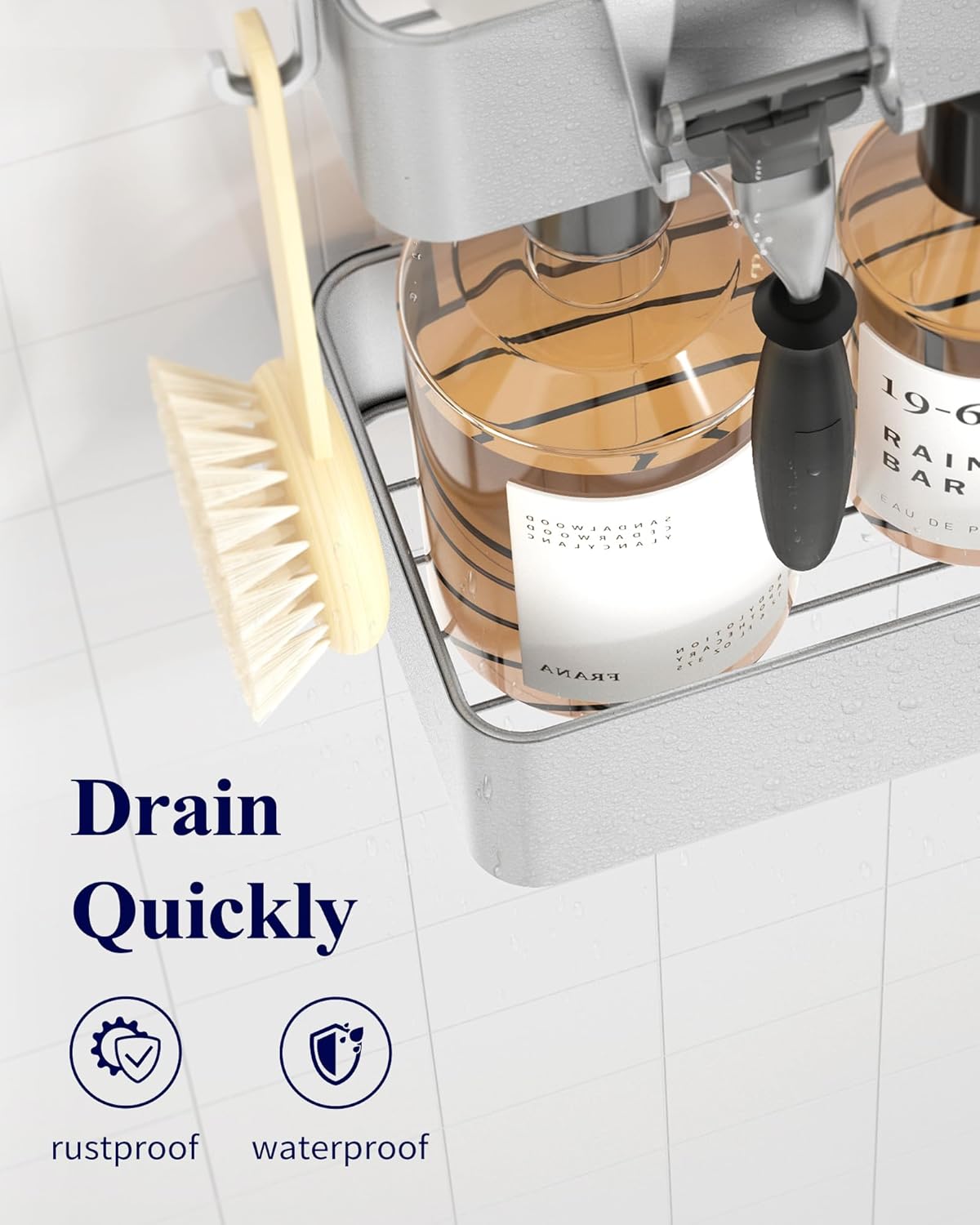 Kitsure Large Shower Caddy - 2 Pack Adhesive Shower Organizer, Drill-Free Shower Shelves for Inside Shower, Rustproof Bathroom Shelf Shower Shelf for Bathroom, Black