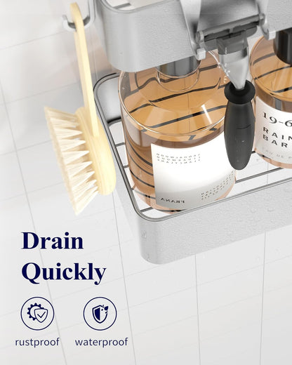 Kitsure Large Shower Caddy - 2 Pack Adhesive Shower Organizer, Drill-Free Shower Shelves for Inside Shower, Rustproof Bathroom Shelf Shower Shelf for Bathroom, Black