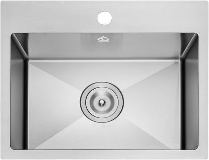 Yutong 16" x 20" Top-Mount/Drop in SS304 Stainless Steel Kitchen Black Sink Single Bowl Without Grid