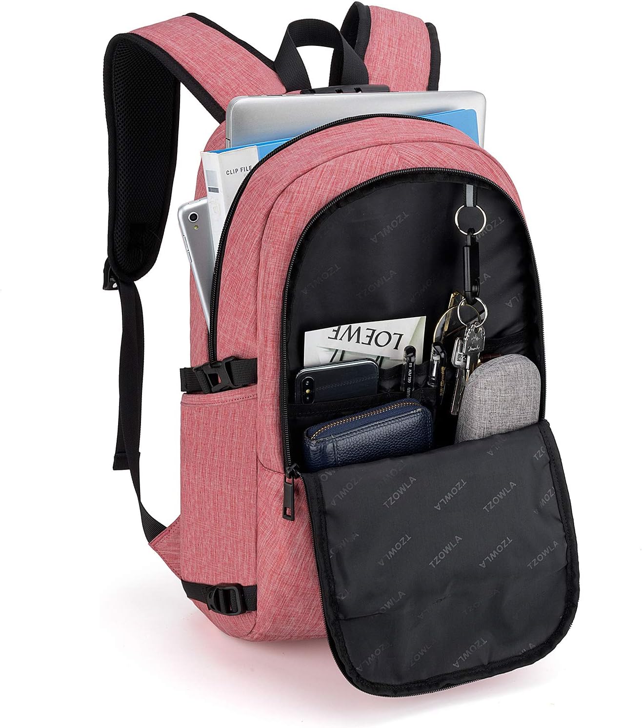 Tzowla Laptop Travel Slim School Backpack Water Resistant Anti-Theft Bag with USB Charging Port and Lock 15.6 Inch Computer Business Backpacks for Men Women College Student Gift,Bookbag Casual Daypack