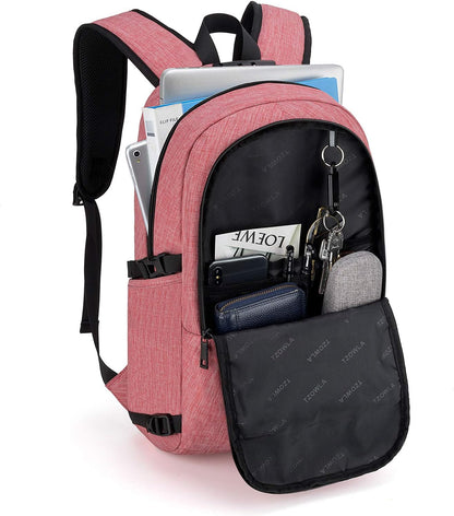 Tzowla Laptop Travel Slim School Backpack Water Resistant Anti-Theft Bag with USB Charging Port and Lock 15.6 Inch Computer Business Backpacks for Men Women College Student Gift,Bookbag Casual Daypack