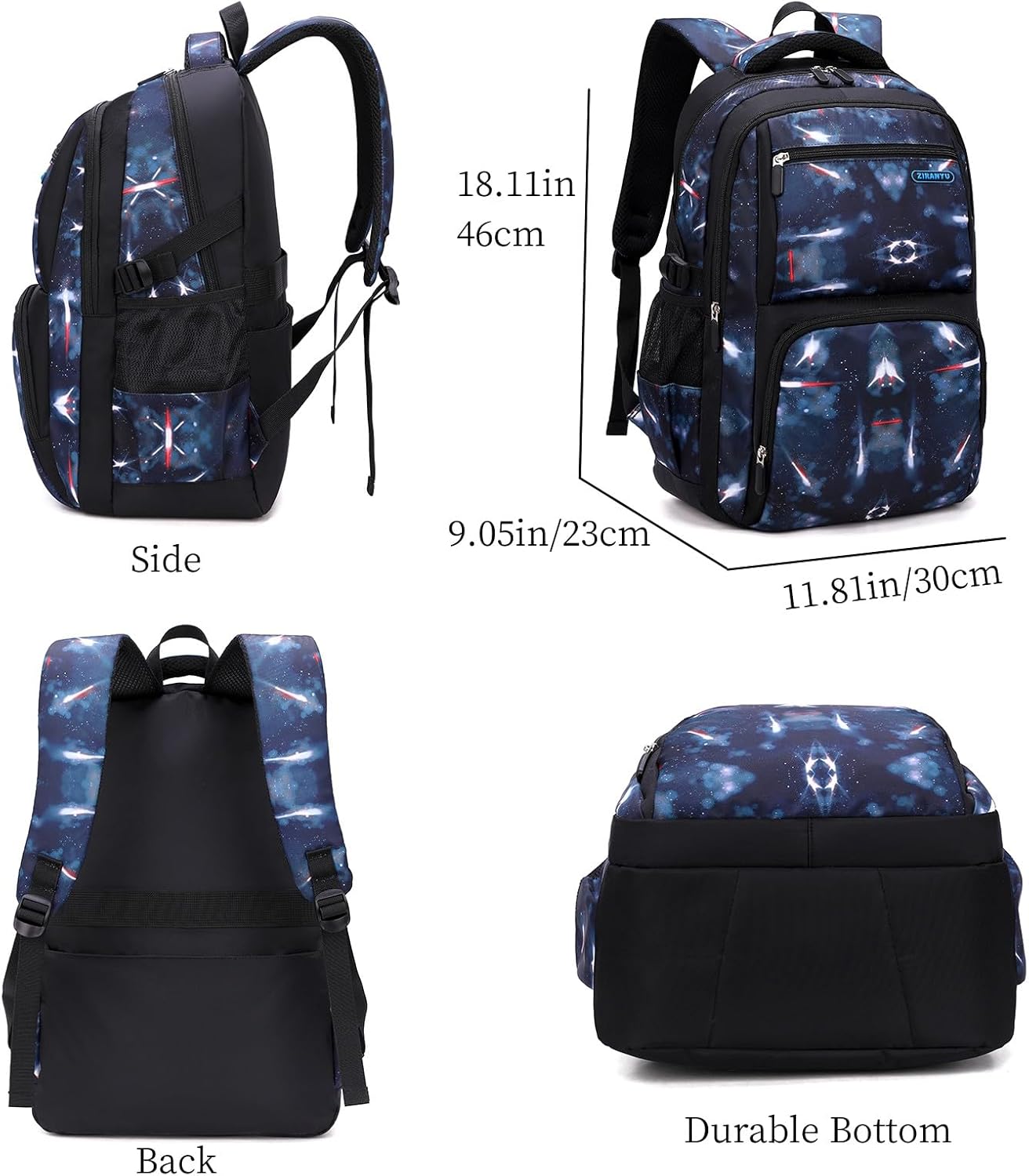 Boys Backpacks Primary Junior High School Bag Kids Bookbag with Lunch Bag 3 in 1 Casual Daypack Set Space Galaxy Durable Knapsack
