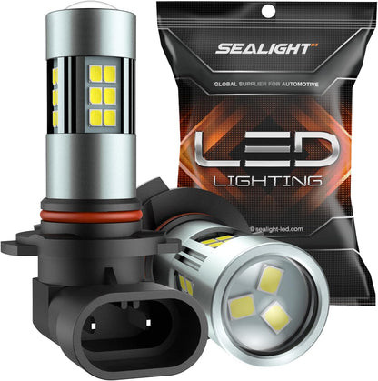 SEALIGHT H11/H8/H16 LED Fog Light Bulbs, 6000K Xenon White, 27 SMD Chips, 360-degree Illumination, Non-polarity