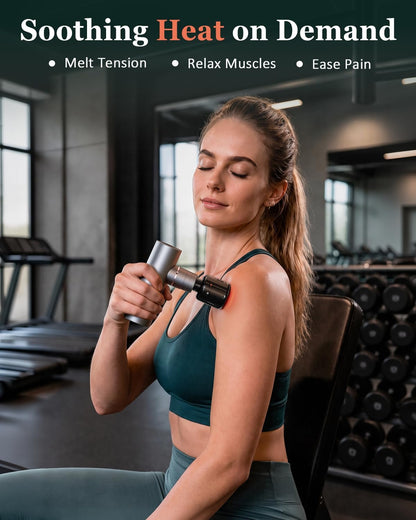 cotsoco Mini Massage Gun with Heat and Cold, 45lbs Force, 8H Battery Pocket-Sized Full-Metal Deep Tissue Massager Gun, Ultra Small & Quiet Massager for Gym, Office & Travel. Gifts for Men Women