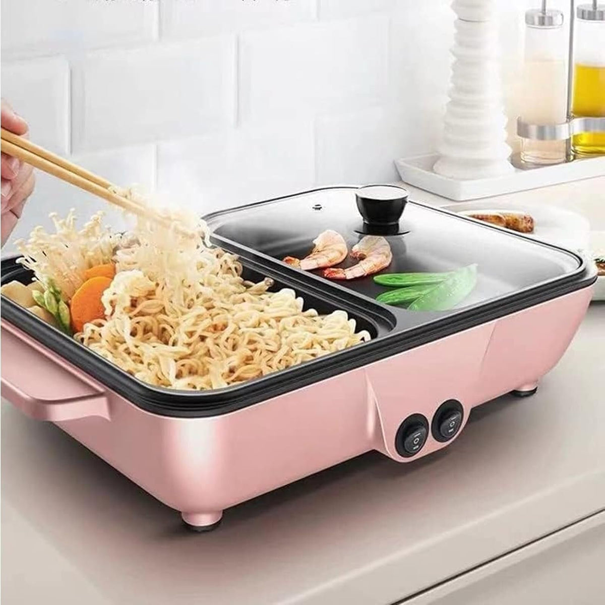 Electric Hot Pot with Grill, Non-Stick Coating, Easy to Clean, Perfect for Soup and BBQ, Small Household Electric Cooking Pan, Versatile Multi-Function Kitchen Appliance