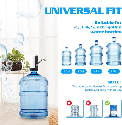 5 Gallon Water Dispenser Pump Rechargeable, Water Dispenser for 5 Gallon Bottle Bottom Loading, Portable USB Charging Automatic Drinking Mini Water Jug Dispenser