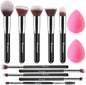 BEAKEY Makeup Brush Set Professional for Eye and Face, Foundation Blending, Eyeshadow, Concealer, Eye Shadow with 2 Blender Sponge, Paper Case, Gifts for Women