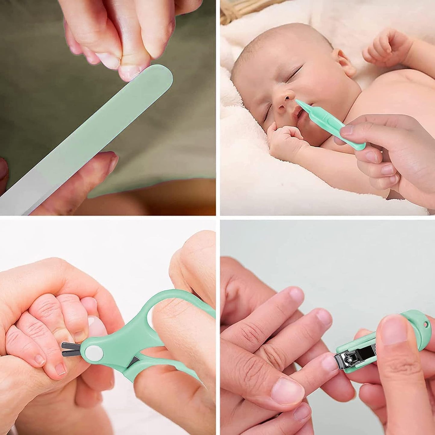 Qunlions life Electric Nail File Drill for Baby, No Sharp Claws Hurt, 6 in 1 Safety Cutter Trimmer Clipper for Toes and Fingers (Blue)