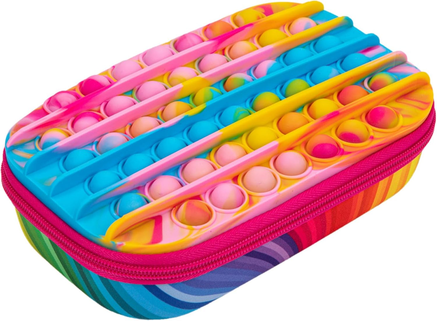 ZIPIT POP Pencil Box for Boys | Fidget Toy | Silicon Sensory Push It Case | Large Capacity Pencil Case (Blue)
