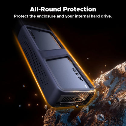 UGREEN 40Gbps M.2 NVMe SSD Enclosure with Fast Cooling Fan, NVMe Hard Drive Case Compatible with Thunderbolt 5 4 3, USB4 3.2 3.1 2.0, Support 8TB SSD 2280 B+M M-Key, 30cm USB C to C Cable Include
