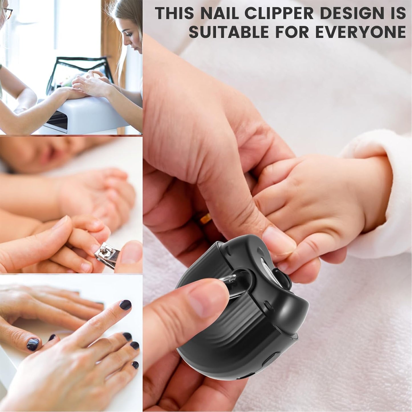 KTZCTPCA Electric Nail Clipper, Toenail and Fingernail Clippers, Nail Clipper Trimmer Baby Nail Polisher, Portable Nail Trimmer with Light & 2 Speeds for Babies,Children,Seniors,Adults (B)
