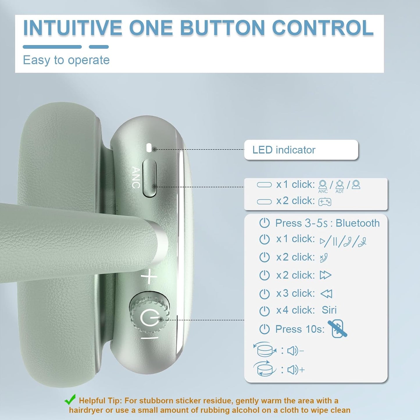 T-fun NC95 Hybrid Active Noise Cancelling Headphones with Knob Control, 65H Playtime Over Ear Headphones Wireless Bluetooth 5.3, App Control, Hi-Res Audio, Comfort Fit, Clear Calls for Travel/Workout