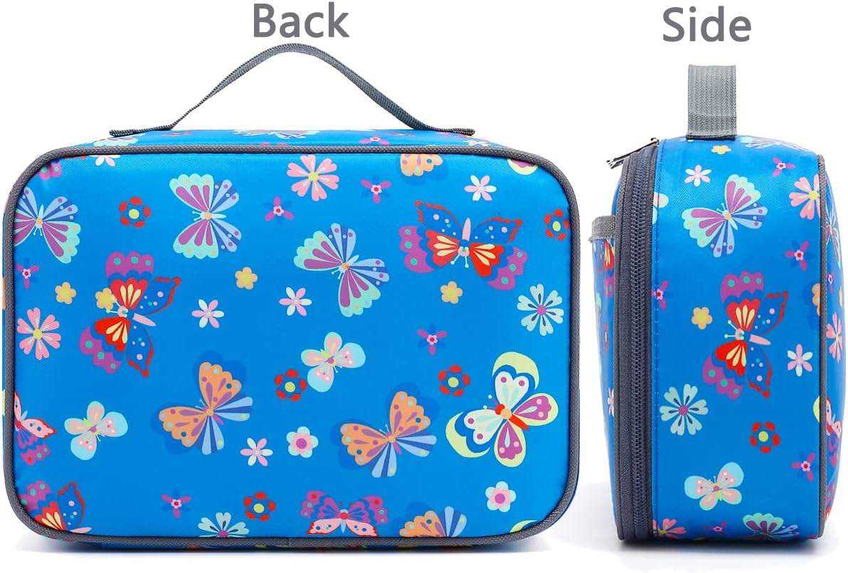 FlowFly Kids Lunch Box Insulated Soft Bag Mini Cooler Back to School Thermal Meal Tote Kit for Girls, Boys, Black