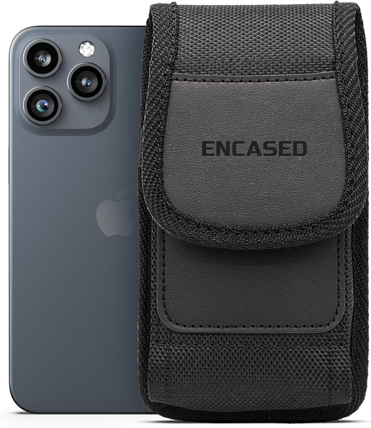Encased XL Cell Phone Pouch Holster Compatible with Samsung Galaxy S21 / S22 /S23/S24 Ultra, iPhone 12/13/14/15/16 Pro Max Belt Clip Holder (Large Case Compatible) - PuriLite