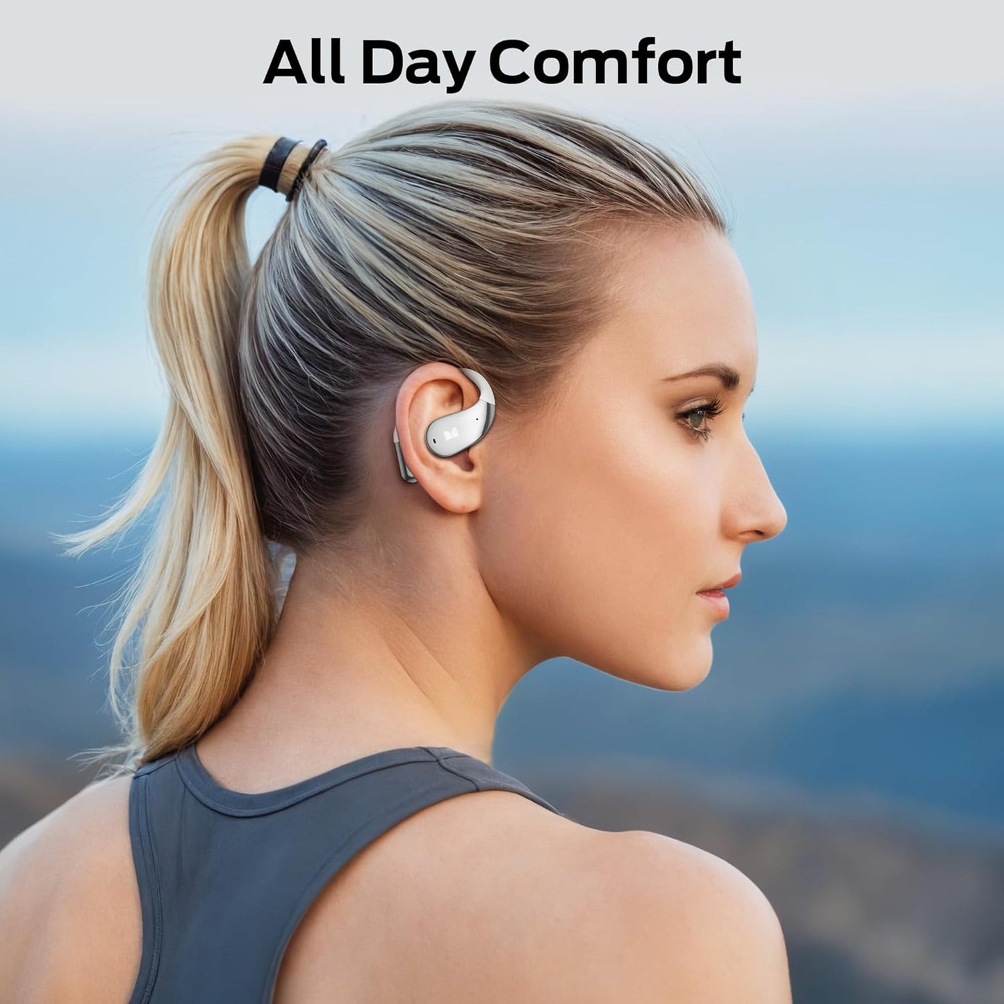 Monster Open Ear AC328 Wireless Earbuds, Open Ear Headphones 32H Playtime, Lightweight Comfort Bluetooth Earbuds, Bluetooth 6.0 Earphones Stereo Sound, Water Resistant Design for Sports, White