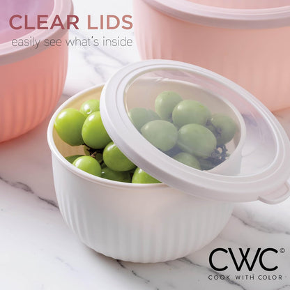 COOK WITH COLOR Prep Bowls with Lids- 8 Piece Nesting Plastic Small Mixing Bowl Set with Lids (Teal Ombre)