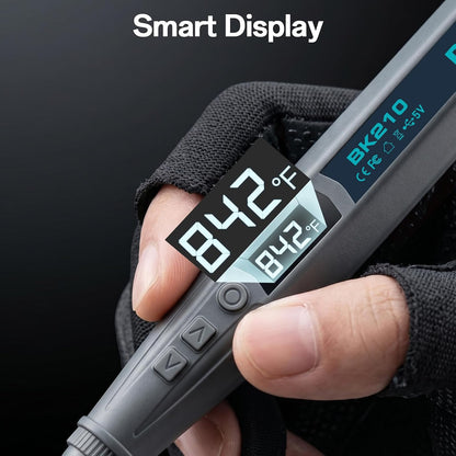 BK210 Cordless Soldering Iron Kit, Rechargeable Solder Iron Pen with C210 Tip (356°F-842°F),Portable Battery Powered Solder Kit with LED Digital Display for Electronics Repair, Auto-Hibernation
