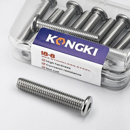 M8 x 16mm 20 PCS Flat Head Hex Socket Cap Screws Bolt, Furniture Bolts, 304 Stainless Steel 18-8, Full Thread (with Hex Spanner)