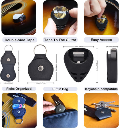 Guitar Accessories Kit: Wooden Stand, Strap, Clip-On Tuner, 3-in-1 Capo, 30 Picks for Acoustic, Electric Guitar, Bass & Ukulele, All-in-One Perfect Guitar Gift Set for Men & Beginners & Pros