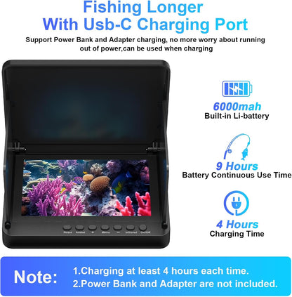 Underwater Fishing Camera, Portable Video Cameras Fish Finder, 5 Inch HD LCD Monitor, 8pcs Infrared Lights Night Vision, Waterproof Fishing Camera for Ice Lake Boat Sea Kayak Fishing