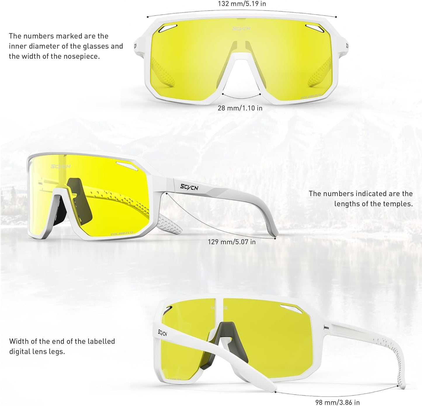 SCVCN Cycling Glasses Sport Sunglasses MTB BMX Men Women Running Driving Fishing Golf DZ-S62