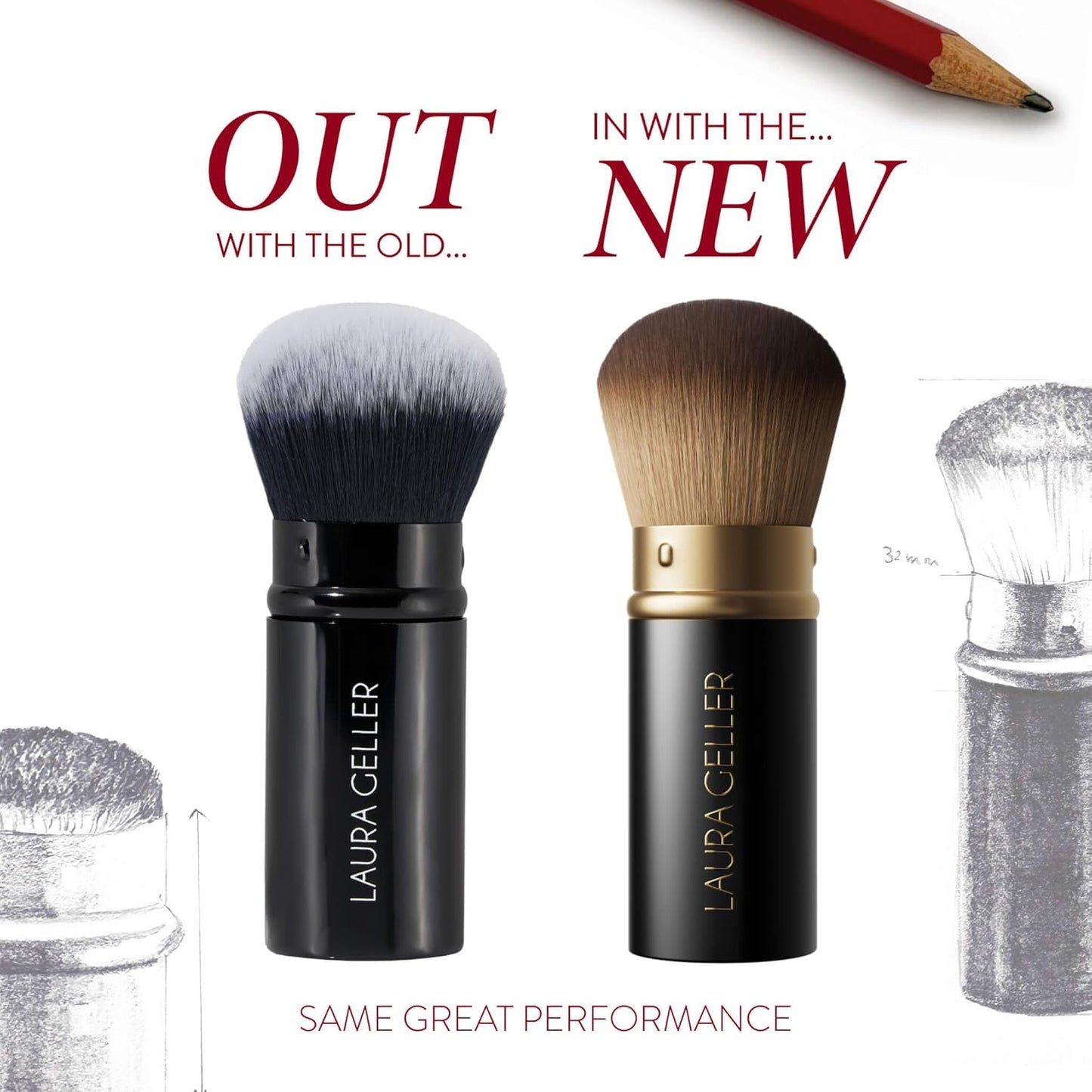 LAURA GELLER NEW YORK Dual-Ended Blush + Bronzer Brush - Blush Bronzer Contour Face Makeup Brush