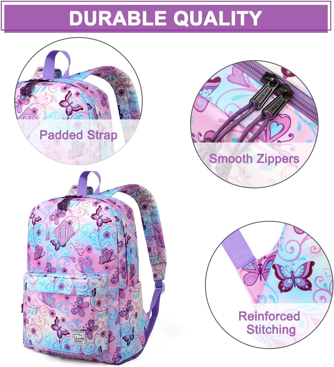 School Backpack for Kids, VASCHY Lightweight Water Resistant Casual Schoolbag Daypack for Men Women Teen Boys Girl Bookbag