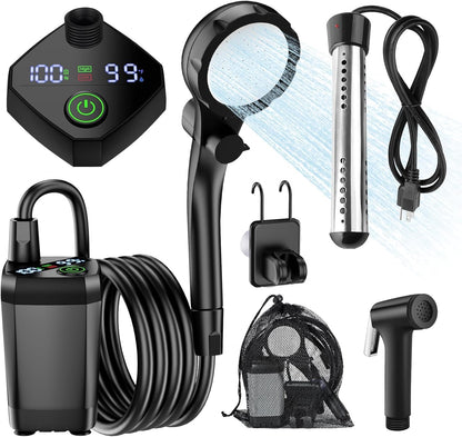 InkTrail Portable Camping Shower with Heater,6000mAh Rechargeable