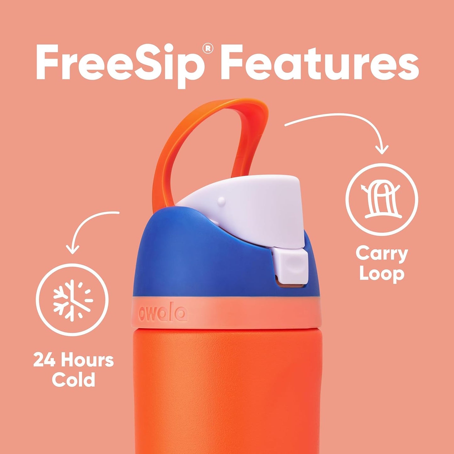 Owala Kids FreeSip Insulated Stainless Steel Water Bottle with Straw, BPA-Free Sports Water Bottle, Great for Travel, 16 oz, Celestial Sphere
