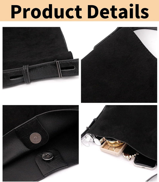 Purilite Select | Suede Tote Bag for Women | Slouchy Shoulder Bag | Soft Faux Suede Hobo Bag | Vintage Purse Handbag for Work & Everyday