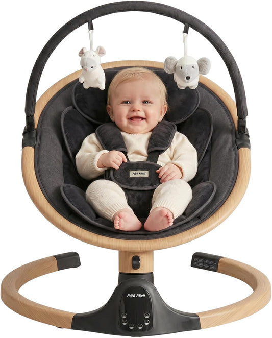 Baby Swings for Infants, Infant Swing, 3 Seat Positions, 5 Point Harness Belt, 5 Speeds and Remote Control - Portable Baby Swing for Indoor and Outdoor